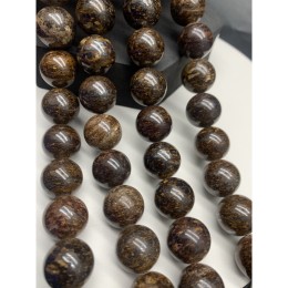 Каменные бусины, Бронзит, шарик гладкий, 16 мм, длина нити 19 см