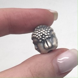 Бусина, голова Будды, тайское серебро, размер 16х13 мм, цена за 1 шт.