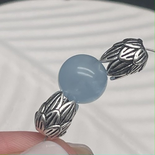 Бусина "Лотос", тайское серебро, размер 9х7,5 мм, цена за 1 шт.