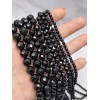 Каменные бусины, Агат, чёрный, шарик огранка, 10 мм, длина нити 38 см