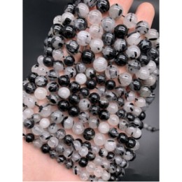 Каменные бусины, Турмалиновый кварц, шарик гладкий, 12,5 мм, длина нити 38 см