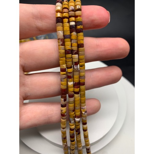 Каменные бусины, Яшма Мукаит, шайба, 4х2 мм, длина нити 38 см