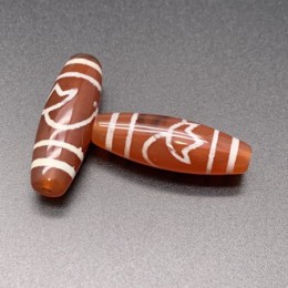 Бусина Дзи "112" из сердолика, Лотос, размер 30х10 мм, цена за 1 шт