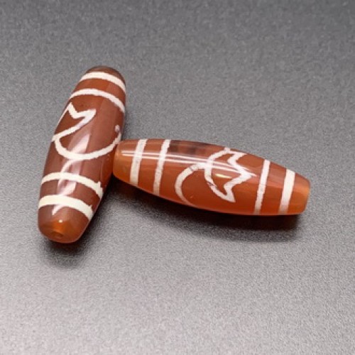 Бусина Дзи "112" из сердолика, Лотос, размер 30х10 мм, цена за 1 шт