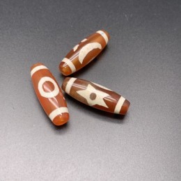 Бусина Дзи "115" из сердолика, Вселенная Дзи, размер 30х10 мм, цена за 1 шт