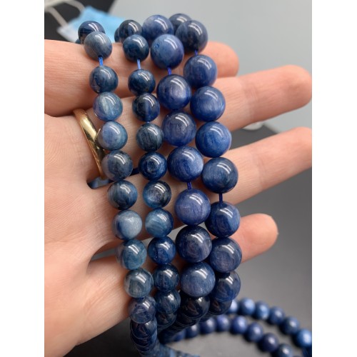 Каменные бусины, Кианит, шарик гладкий 8 мм, длина нити 38 см