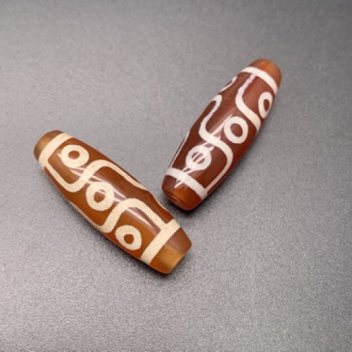 Бусина Дзи "122" из сердолика, 9 глаз, размер 30х10 мм, цена за 1 шт