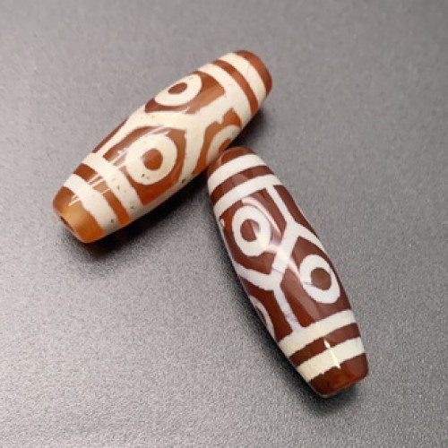 Бусина Дзи "127" из сердолика, 6 глаз черепаха, размер 30х10 мм, цена за 1 шт