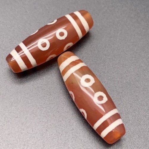 Бусина Дзи "129" из сердолика, 8 глаз, размер 30х10 мм, цена за 1 шт