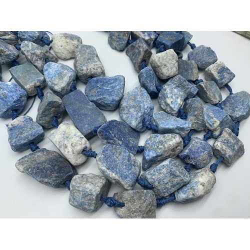 Каменные бусины, Лазурит, не обработанный, фриформы, 20-28 мм, длина нити 38 см, 15 шт