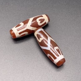 Бусина Дзи "138" из сердолика, Черепаха, 6 сердец Будды, размер 30х10 мм, цена за 1 шт