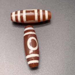 Бусина Дзи "140" из сердолика, Небо и Земля, размер 30х10 мм, цена за 1 шт