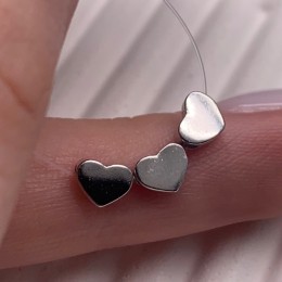 Бусина гладкая, Сердце, разделитель, модель SS 925, покрытие родий, 5,5х2 мм, цена за 1 шт.