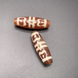 Бусина Дзи "142" из сердолика, Шапка Дхармы, размер 30х10 мм, цена за 1 шт