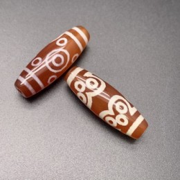 Бусина Дзи "148" из сердолика, 11 глаз, размер 30х10 мм, цена за 1 шт