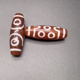 Бусина Дзи "150" из сердолика, 7 глаз, размер 30х10 мм, цена за 1 шт