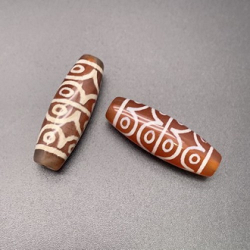 Бусина Дзи "151" из сердолика, 12 глаз, размер 30х10 мм, цена за 1 шт