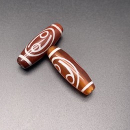 Бусина Дзи "155" из сердолика, Рак, размер 30х10 мм, цена за 1 шт