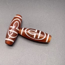 Бусина Дзи "158" из сердолика, Весы, размер 30х10 мм, цена за 1 шт