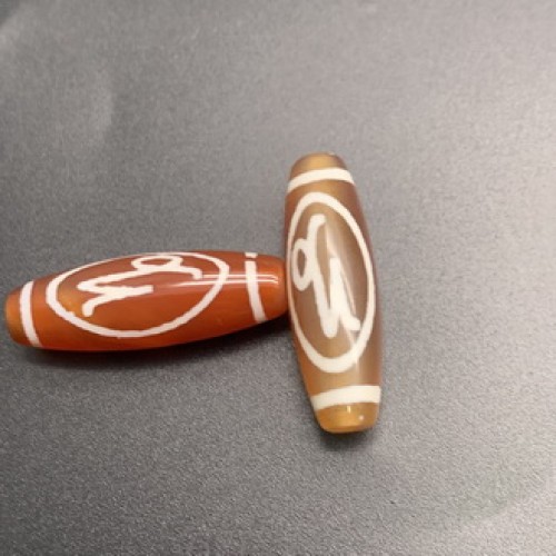 Бусина Дзи "161" из сердолика, Козерог, размер 30х10 мм, цена за 1 шт