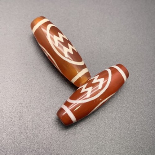 Бусина Дзи "162" из сердолика, Водолей, размер 30х10 мм, цена за 1 шт