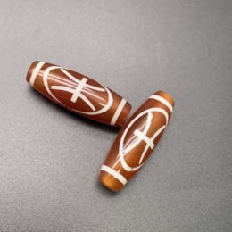 Бусина Дзи "163" из сердолика, Рыбы, размер 30х10 мм, цена за 1 шт