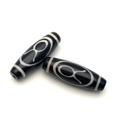 Бусина Дзи "502" из агата, Телец, размер 30х10 мм, цена за 1 шт