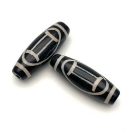 Бусина Дзи "503" из агата, Близнецы, размер 30х10 мм, цена за 1 шт