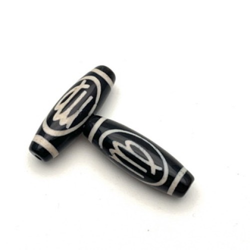 Бусина Дзи "506" из агата, Дева, размер 30х10 мм, цена за 1 шт