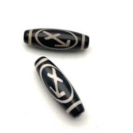 Бусина Дзи "509" из агата, Стрелец, размер 30х10 мм, цена за 1 шт