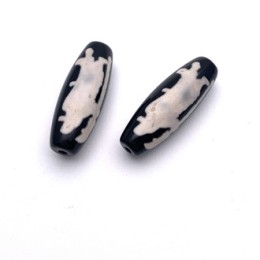 Бусина Дзи "516" из агата, Куан-Кунг, Человек с посохом, размер 30х10 мм, цена за 1 шт