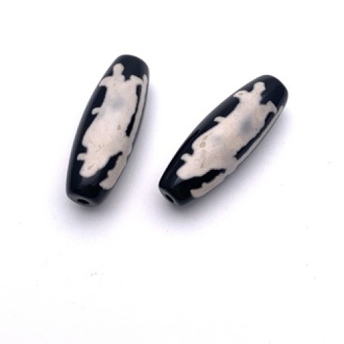 Бусина Дзи "516" из агата, Куан-Кунг, Человек с посохом, размер 30х10 мм, цена за 1 шт