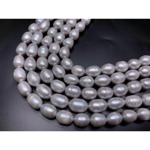 Каменные бусины, Жемчуг, 2А, серый, 8-9 мм, длина нити 36 см