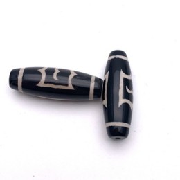 Бусина Дзи "521" из агата, 2 птицы, размер 30х10 мм, цена за 1 шт