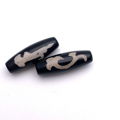 Бусина Дзи "524" из агата, Зеленая тара - Гуань-Инь, размер 30х10 мм, цена за 1 шт