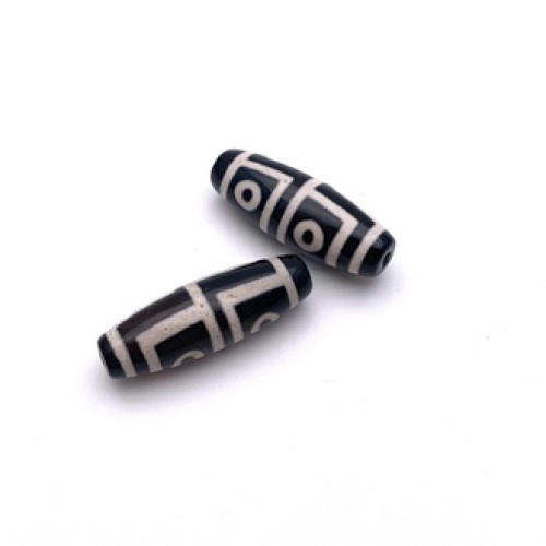 Бусина Дзи "525" из агата, 4 глаза, размер 30х10 мм, цена за 1 шт