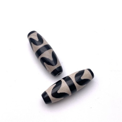 Бусина Дзи "527" из агата, Двойной клык тигра, размер 30х10 мм, цена за 1 шт