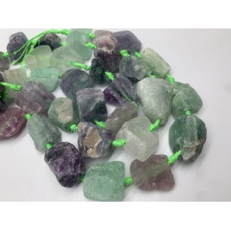 Каменные бусины, Флюорит, не обработанный, фриформы, 20-24 мм, длина нити 38 см, 14-16 шт