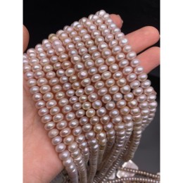 Каменные бусины, Жемчуг, бежевый, 7 мм, длина нити 38 см