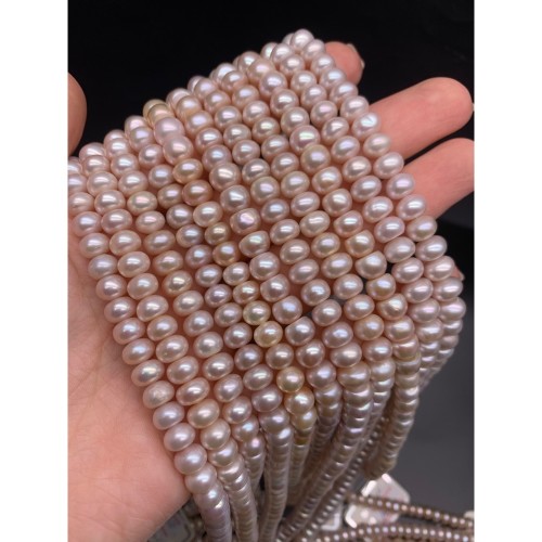 Каменные бусины, Жемчуг, бежевый, 7 мм, длина нити 38 см