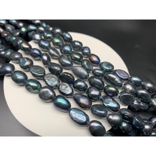 Каменные бусины, Жемчуг, черный, фриформы, 8 мм, длина нити 35-36 см