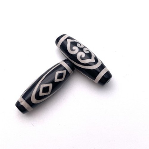 Бусина Дзи "530" из агата, Дордже Жуи, размер 30х10 мм, цена за 1 шт