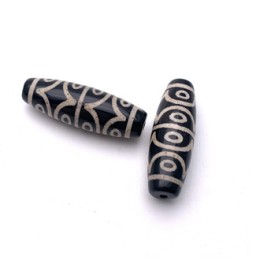 Бусина Дзи "532" из агата, 12 глаз, размер 30х10 мм, цена за 1 шт