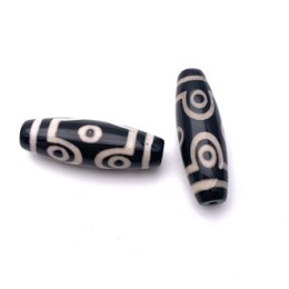 Бусина Дзи "533" из агата, 6 глаз, размер 30х10 мм, цена за 1 шт