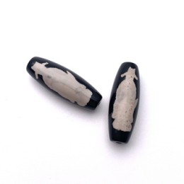 Бусина Дзи "534" из агата, Бигань, размер 30х10 мм, цена за 1 шт