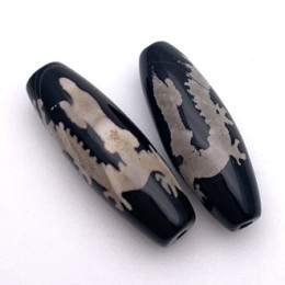 Бусина Дзи "535" из агата, Гуань-Инь на драконе, размер 30х10 мм, цена за 1 шт