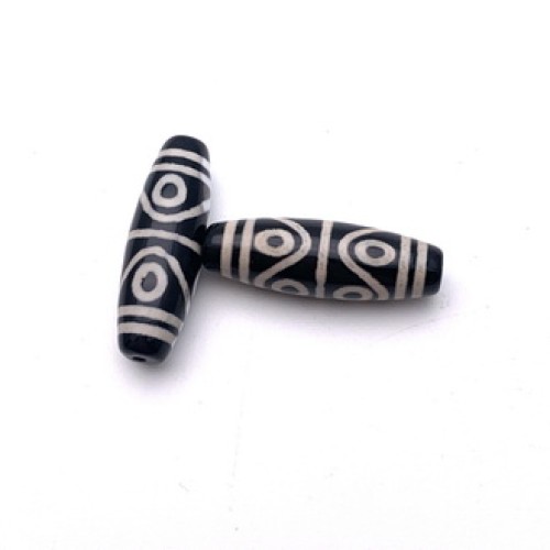 Бусина Дзи "539" из агата, 8 глаз, размер 30х10, цена за 1 шт