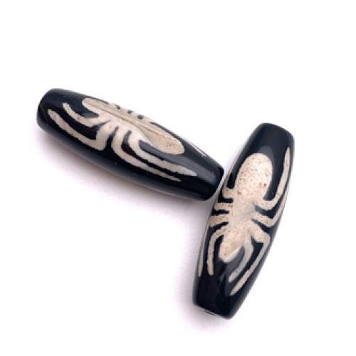 Бусина Дзи "541" из агата, Паук, размер 30х10 мм, цена за 1 шт