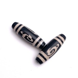 Бусина Дзи "2" из агата, Зелёная тара, размер 30х10 мм, цена за 1 шт