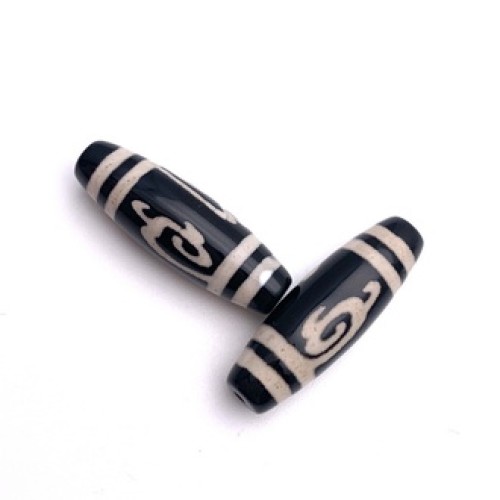 Бусина Дзи "2" из агата, Зелёная тара, размер 30х10 мм, цена за 1 шт